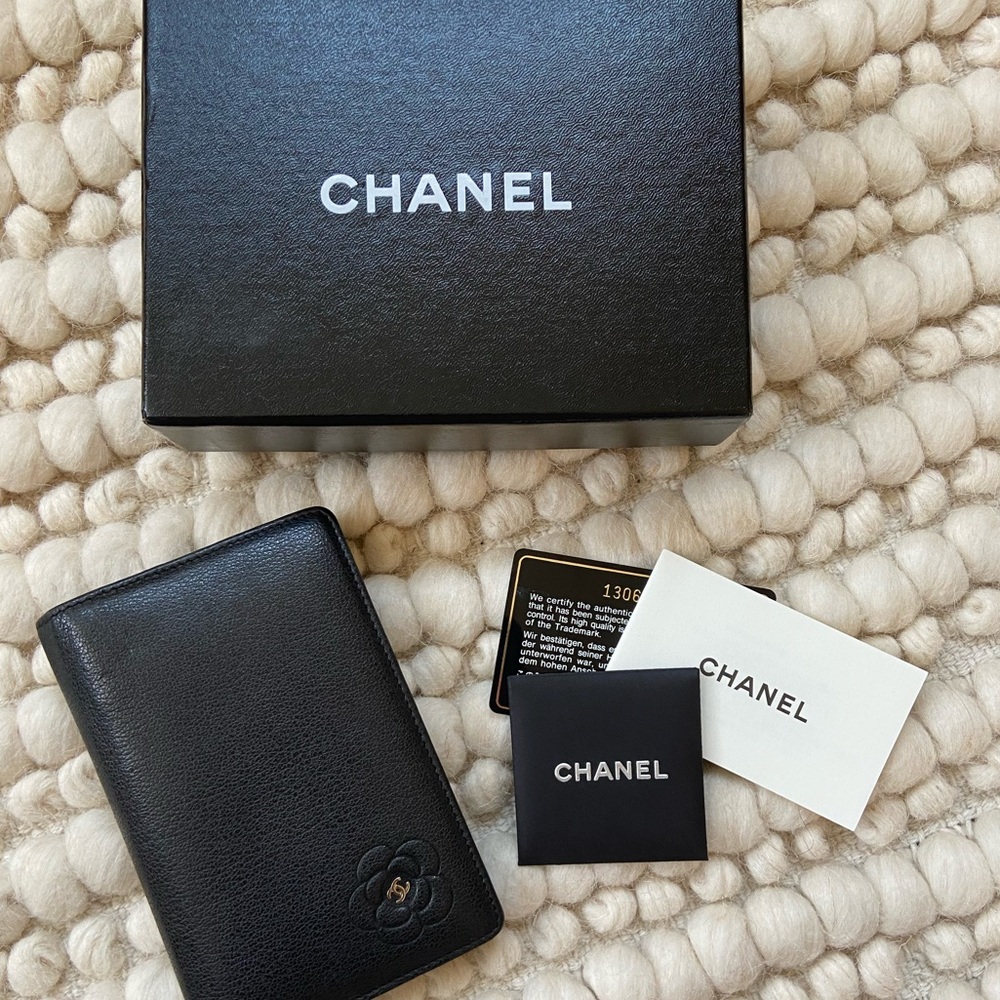 Chanel Black Camellia Goat Leather Agenda